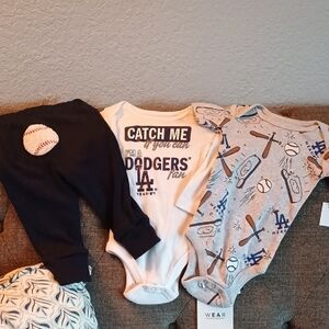 Dodgers Baby Onsies, Lot Of 3
